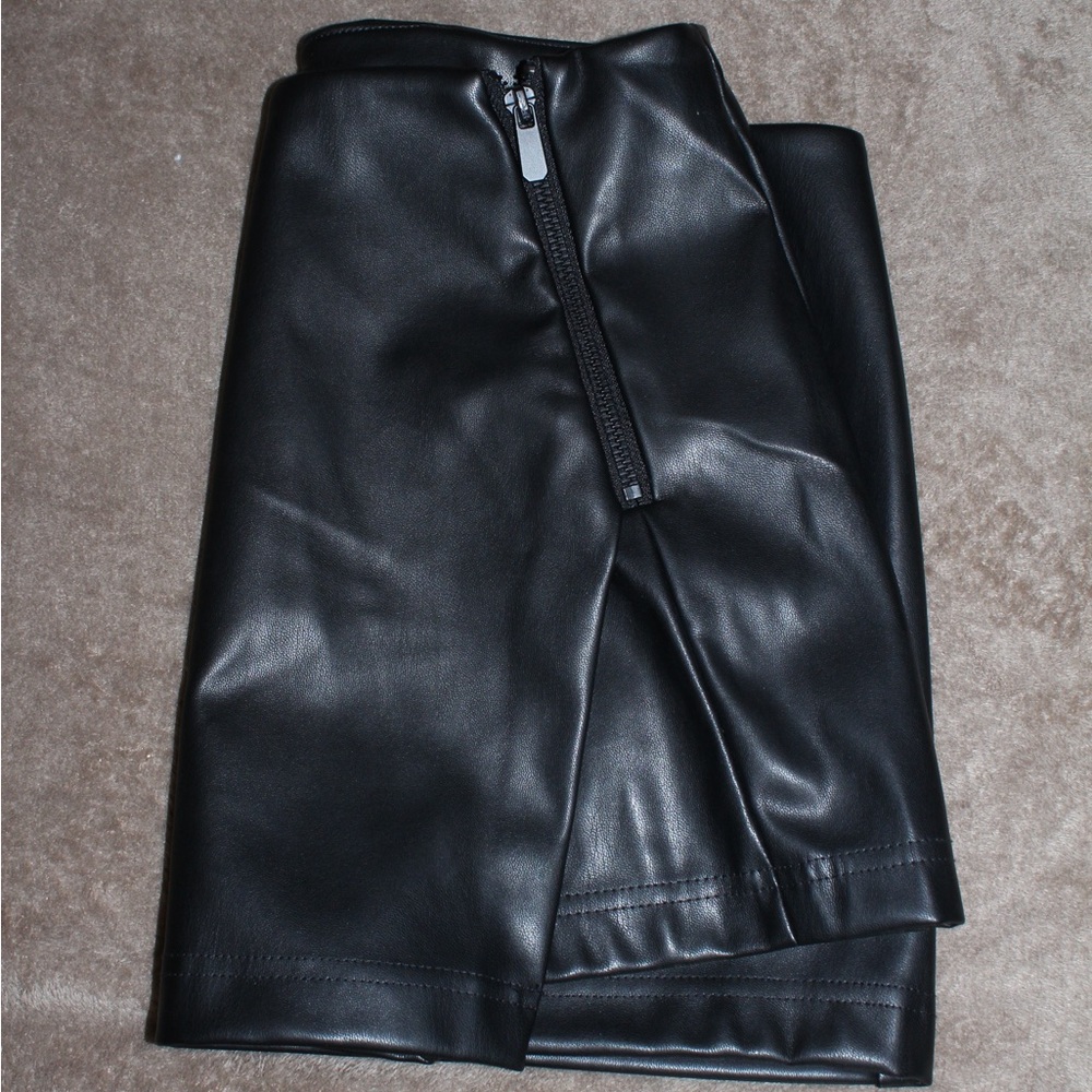 Ci Sono Black Faux Leather Midi Skirt
